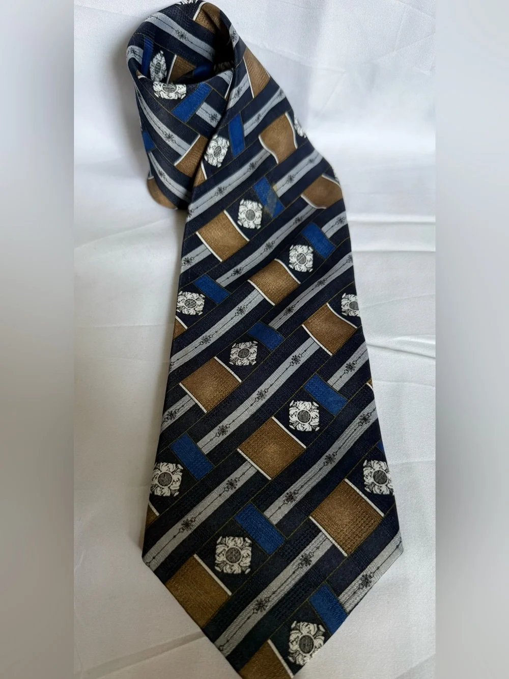 Puritan Special Edition Navy, Brown & Gray Geometric Tie - 56’ x 4’